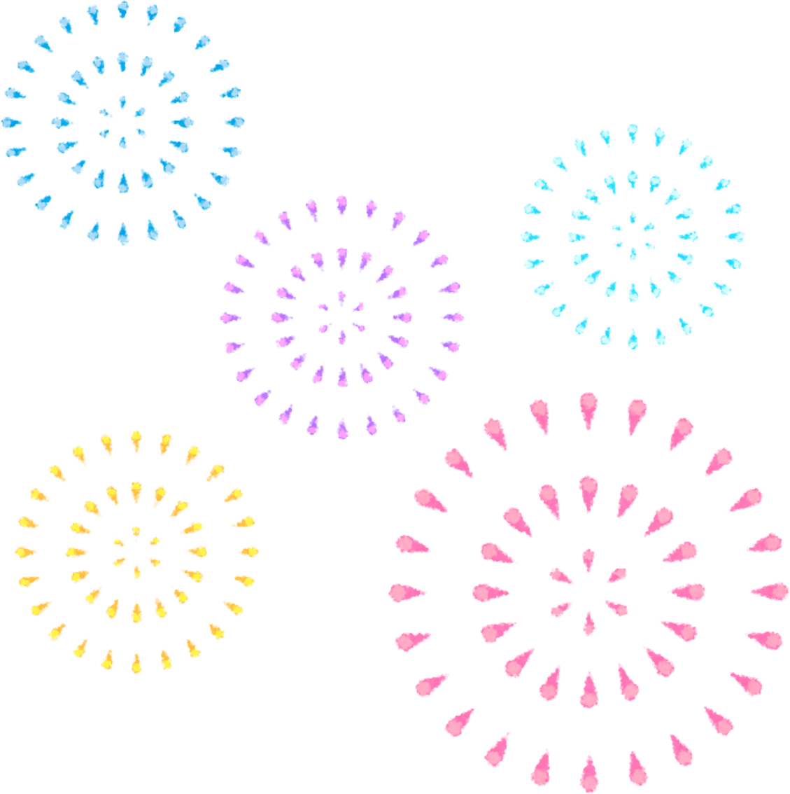 Colorful Fireworks Illustration on Transparent Background